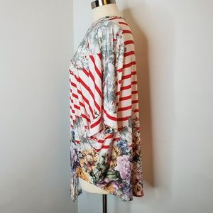 Tops - Stripe & Floral Tie Waste Dolman Top Tops - Stripe & Floral Tie Waste Dolman Top